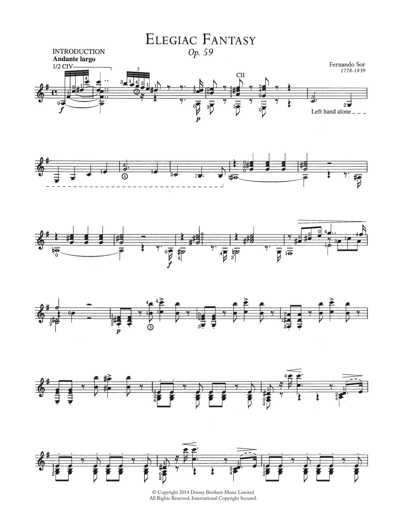Download Fernando Sor Elegaic Fantasy, Op.59 Sheet Music and learn how to play Guitar PDF digital score in minutes