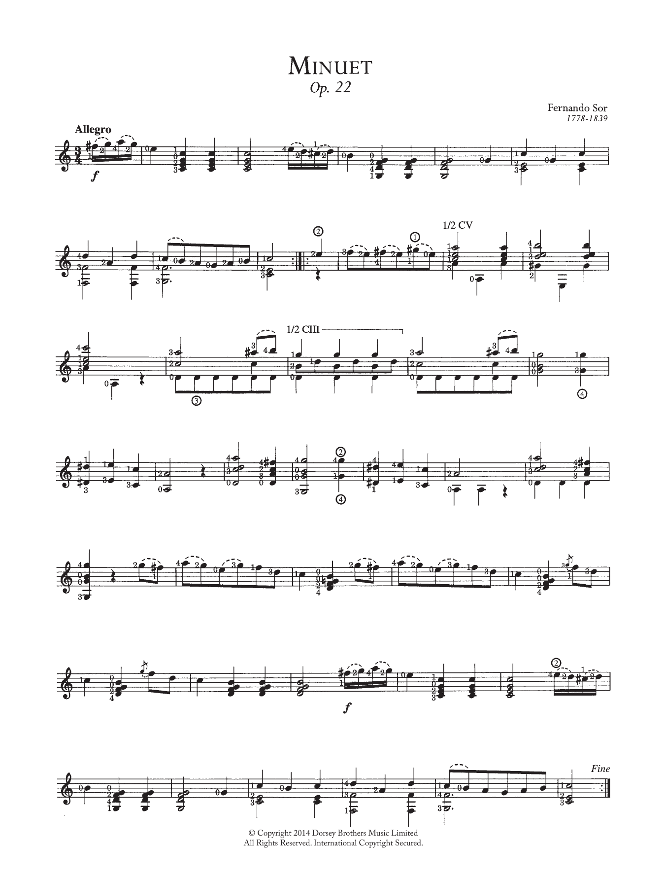 Download Fernando Sor Minuet, Op.22 Sheet Music and learn how to play Guitar PDF digital score in minutes