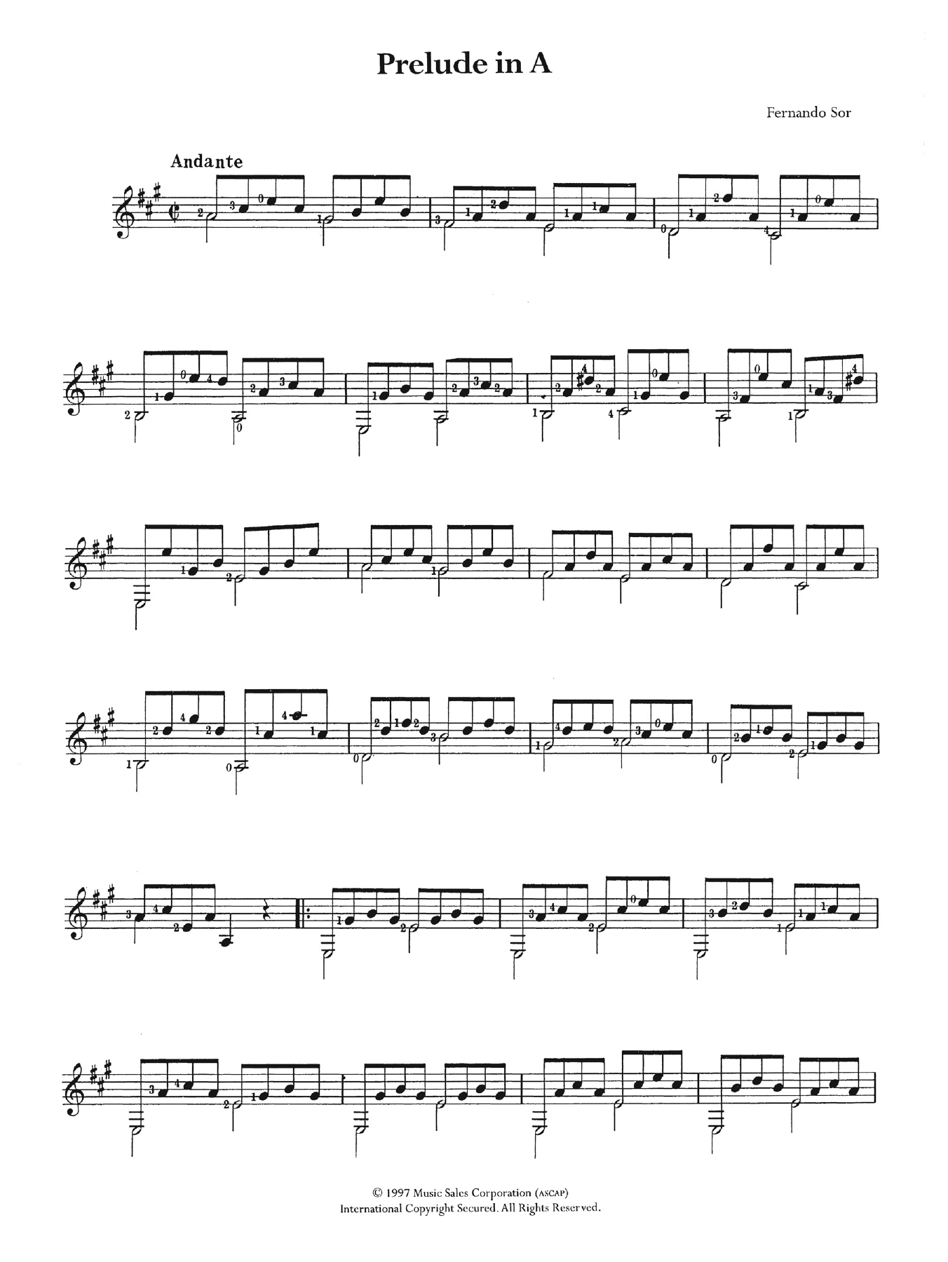 Download Fernando Sor Prelude In A Sheet Music and learn how to play Guitar PDF digital score in minutes