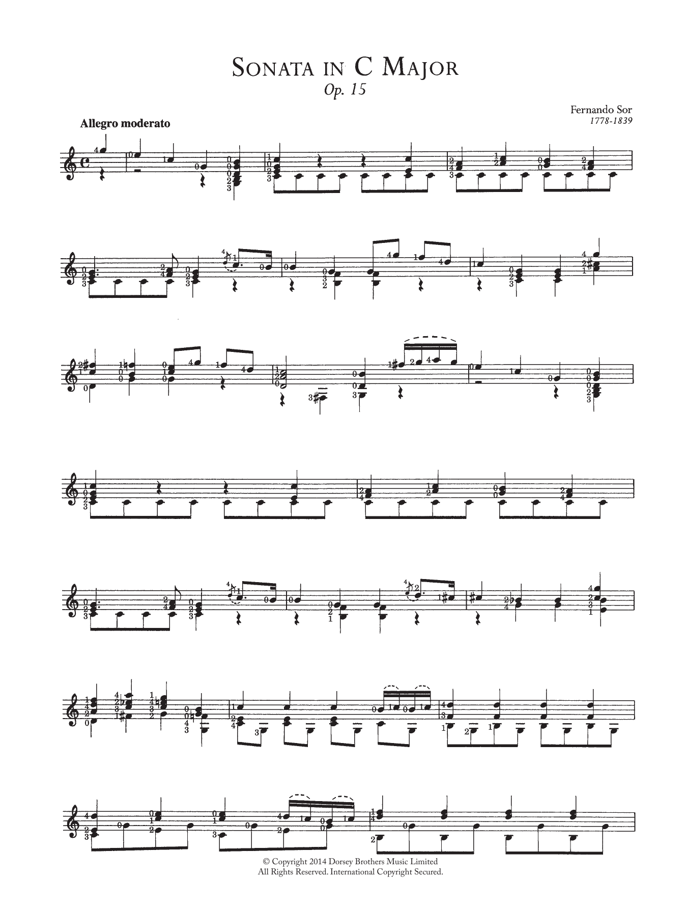 Download Fernando Sor Sonata In C Major, Op.15 Sheet Music and learn how to play Guitar PDF digital score in minutes