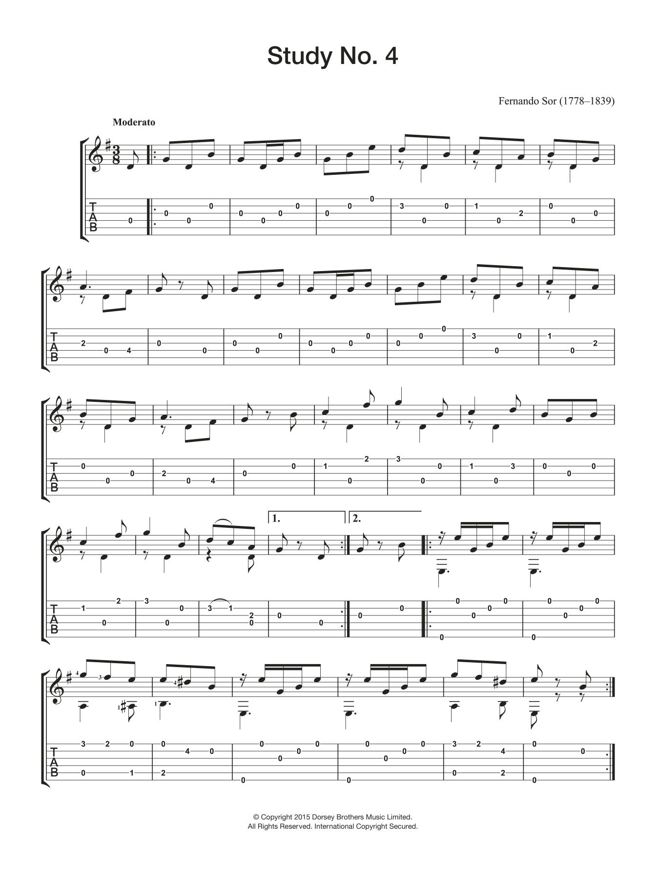 Download Fernando Sor Study No. 4 Sheet Music and learn how to play Guitar PDF digital score in minutes