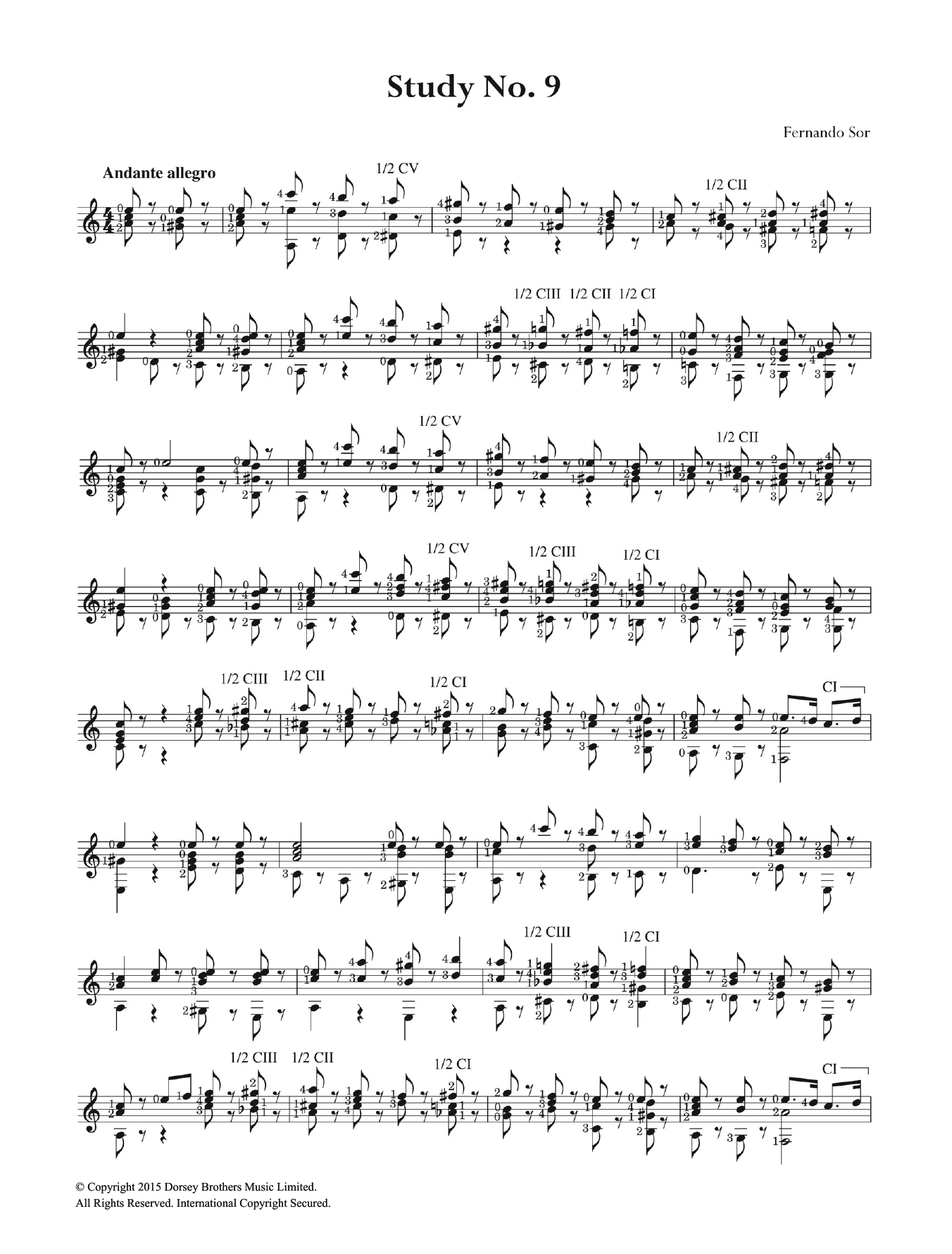 Download Fernando Sor Study No. 9 Sheet Music and learn how to play Guitar PDF digital score in minutes