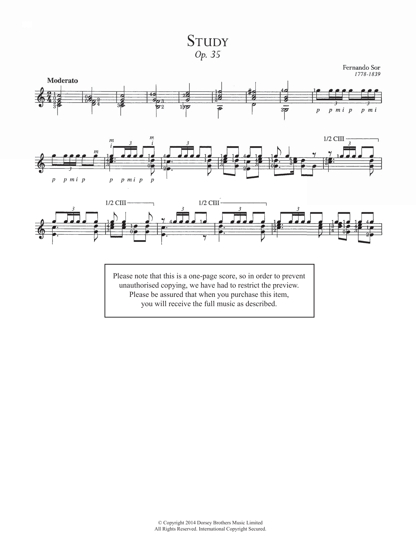 Download Fernando Sor Study, Op.35 Sheet Music and learn how to play Guitar PDF digital score in minutes