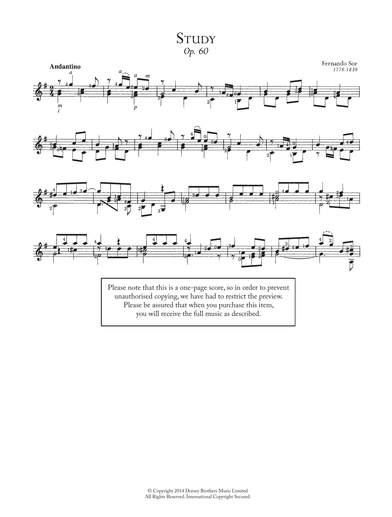 Download Fernando Sor Study, Op.60, No.16 Sheet Music and learn how to play Easy Guitar PDF digital score in minutes