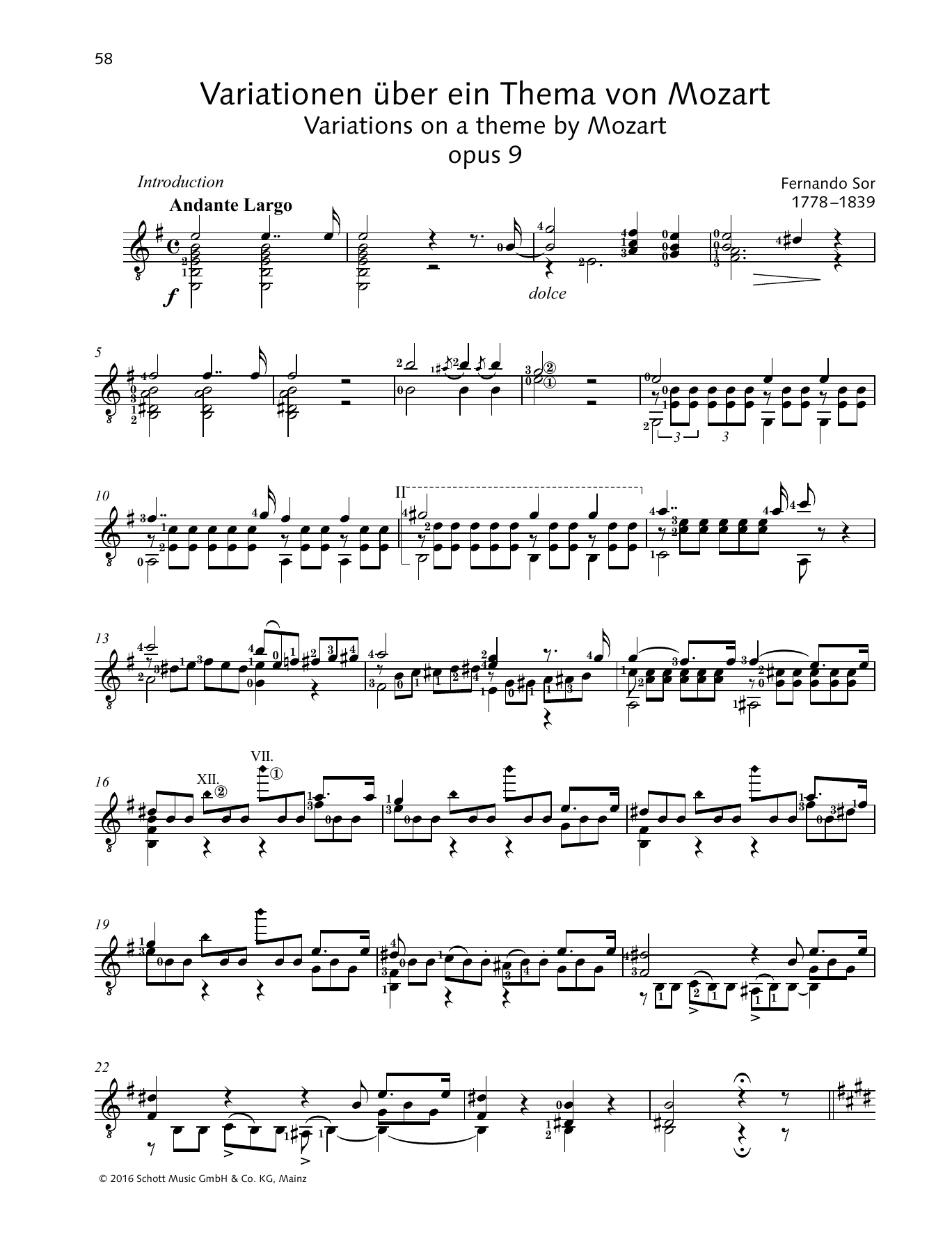 Download Fernando Sor Variations on a Theme by Mozart Sheet Music and learn how to play Solo Guitar PDF digital score in minutes