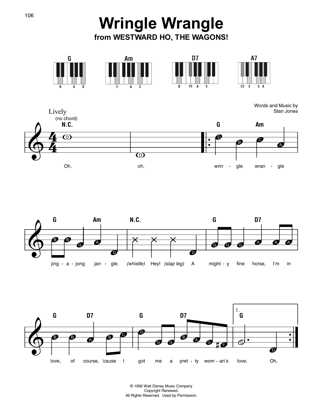 Download Stan Jones Wringle Wrangle Sheet Music and learn how to play SPREP PDF digital score in minutes