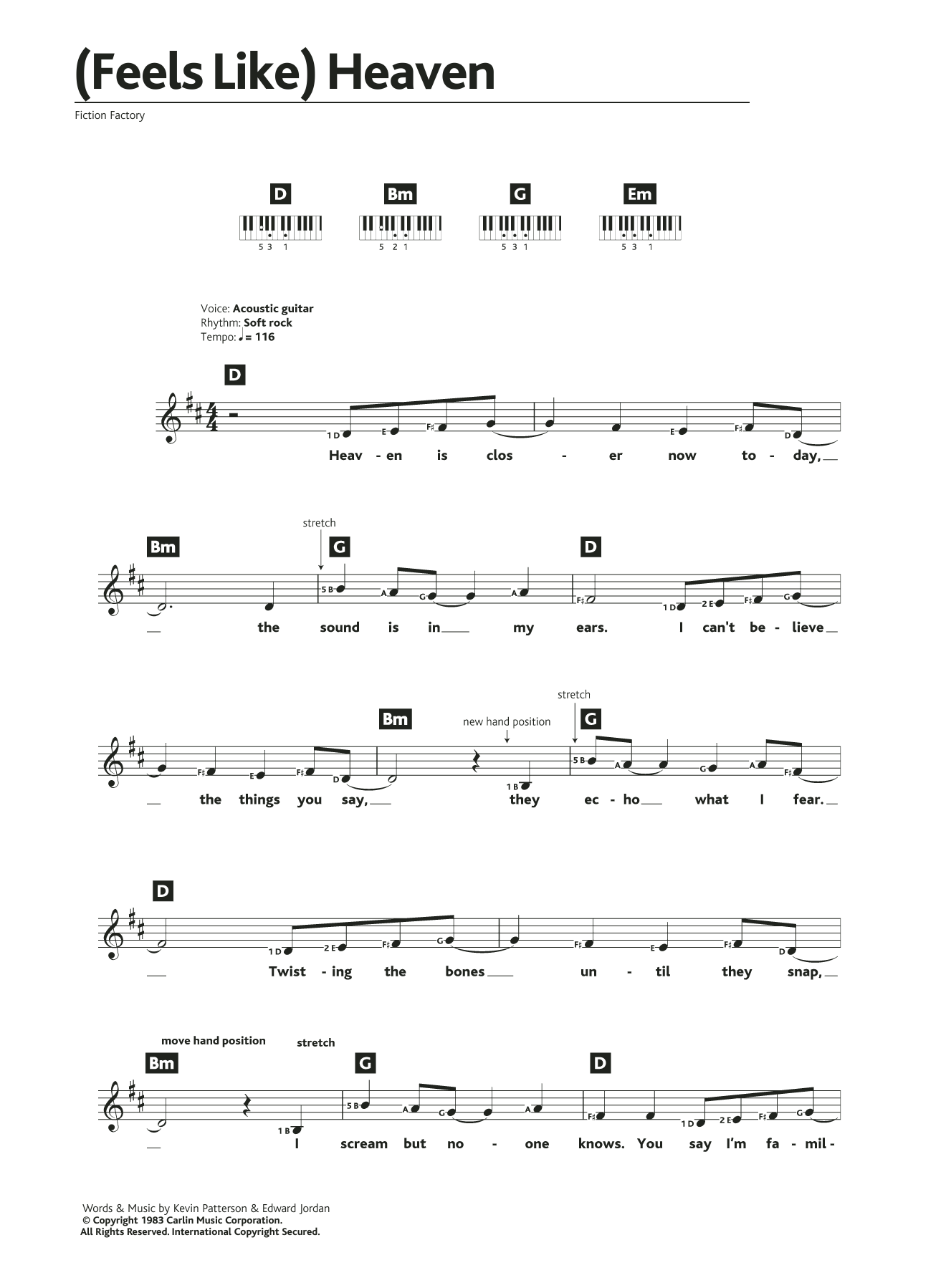 Download Fiction Factory (Feels Like) Heaven Sheet Music and learn how to play Keyboard PDF digital score in minutes