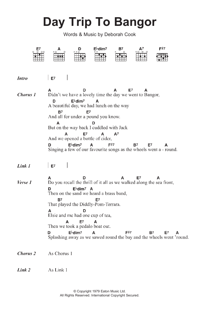 Download Fiddler's Dram Day Trip To Bangor Sheet Music and learn how to play Guitar Chords/Lyrics PDF digital score in minutes