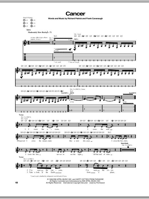 Download Filter Cancer Sheet Music and learn how to play Guitar Tab PDF digital score in minutes