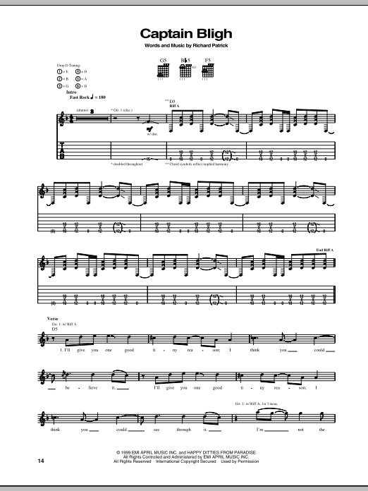 Download Filter Captain Bligh Sheet Music and learn how to play Guitar Tab PDF digital score in minutes