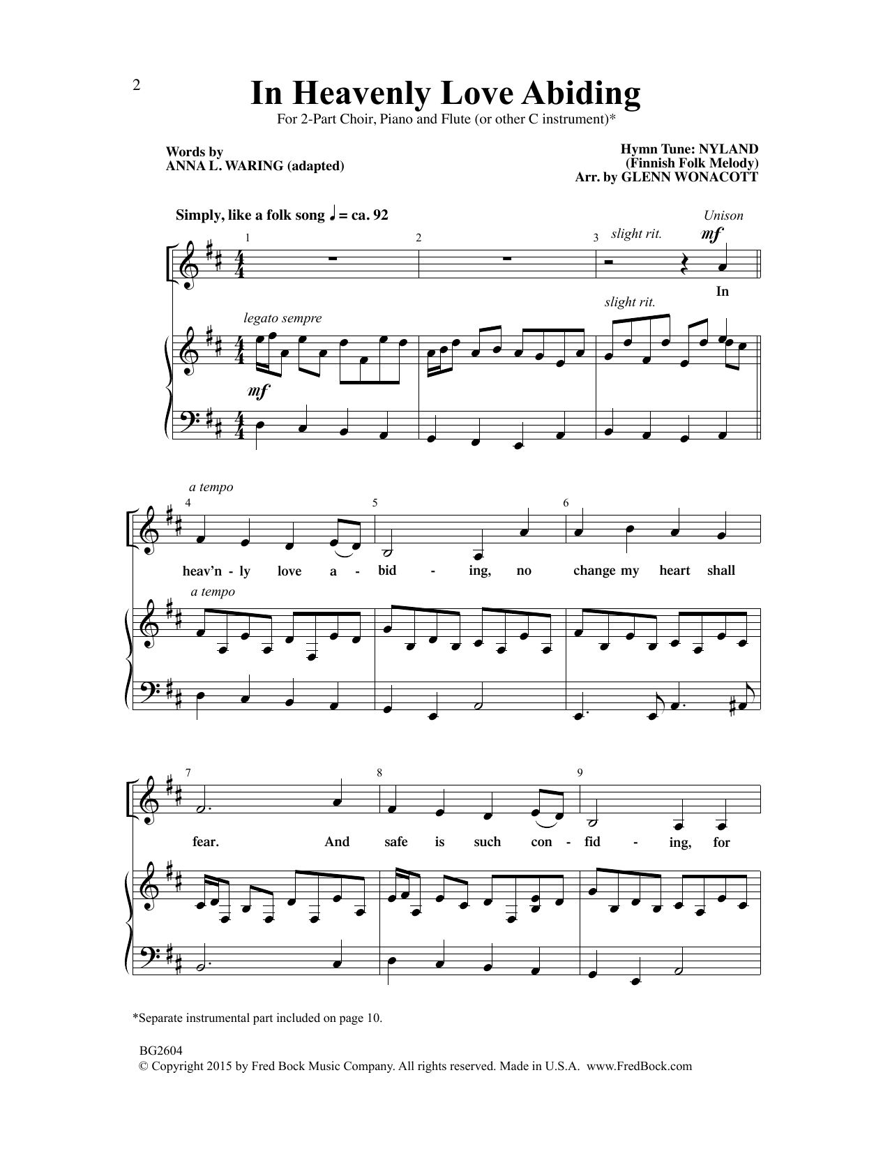 Download Finnish Folk Melody In Heavenly Love Abiding (arr. Glenn Wonacott) Sheet Music and learn how to play SATB Choir PDF digital score in minutes