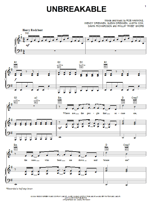 Download Fireflight Unbreakable Sheet Music and learn how to play Easy Piano PDF digital score in minutes