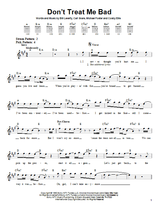 Download Firehouse Don't Treat Me Bad Sheet Music and learn how to play Easy Guitar PDF digital score in minutes