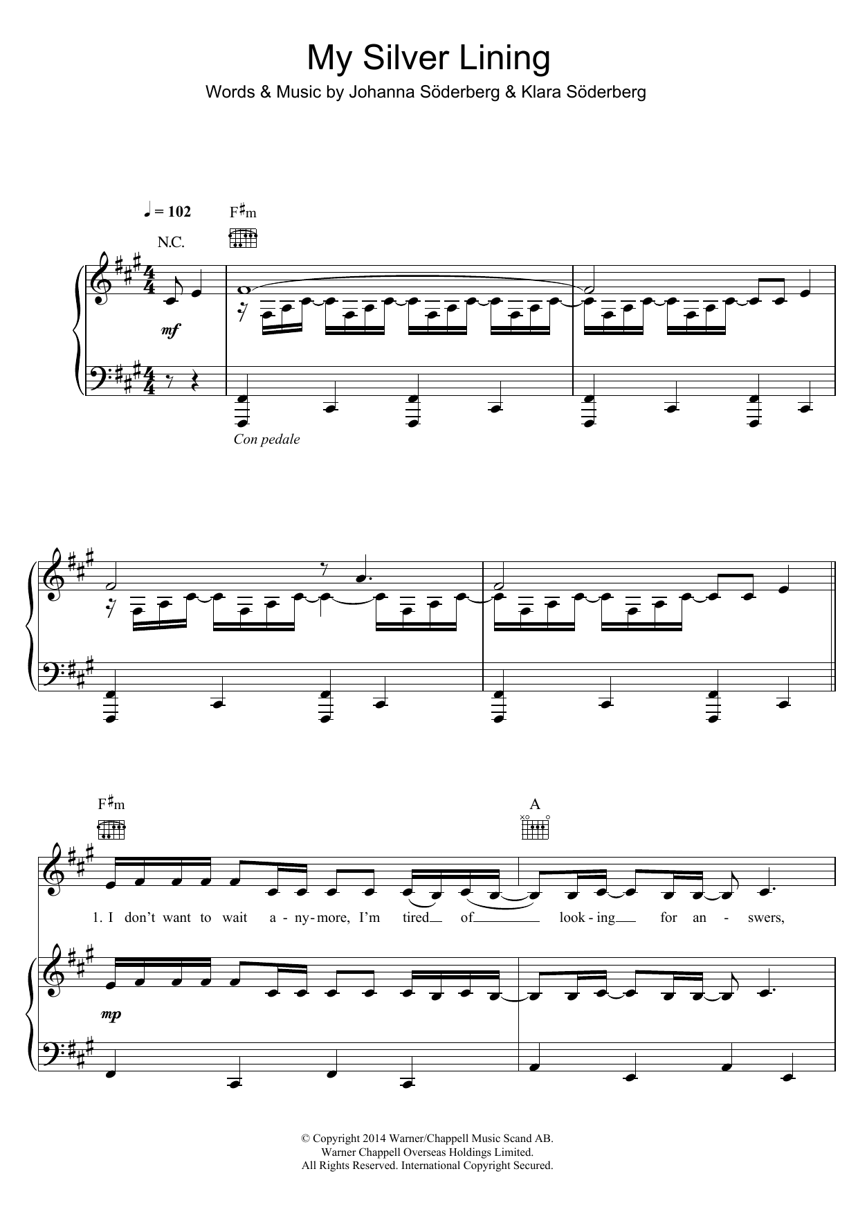 Download First Aid Kit My Silver Lining Sheet Music and learn how to play Piano, Vocal & Guitar PDF digital score in minutes