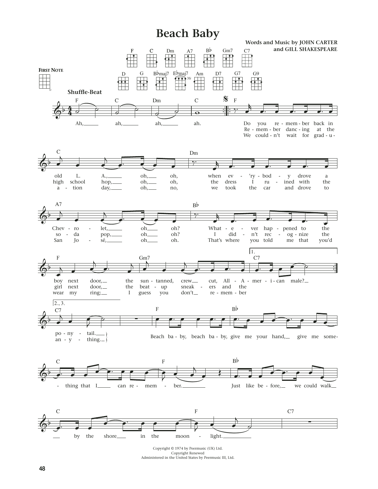 Download First Class Beach Baby (from The Daily Ukulele) (arr. Jim Beloff) Sheet Music and learn how to play Ukulele PDF digital score in minutes