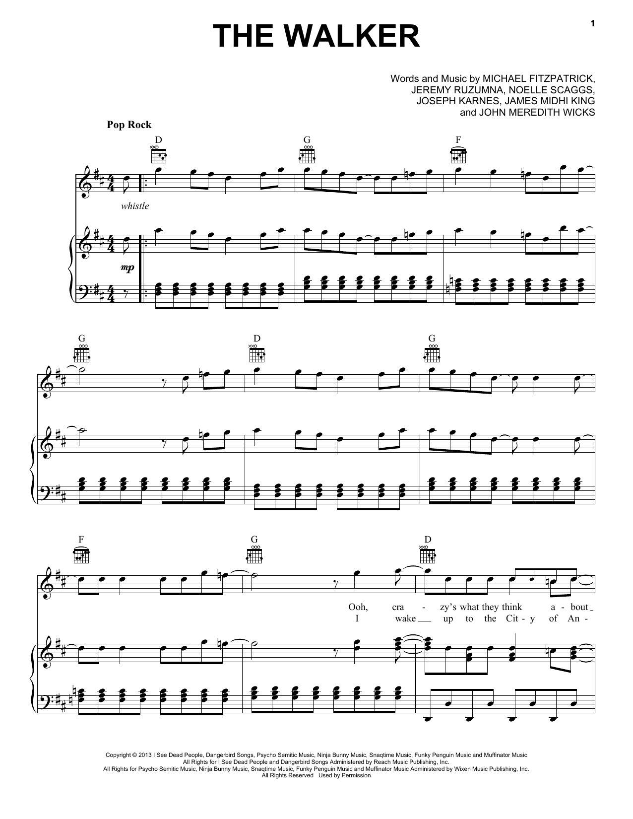 Download Fitz And The Tantrums The Walker Sheet Music and learn how to play DRMCHT PDF digital score in minutes