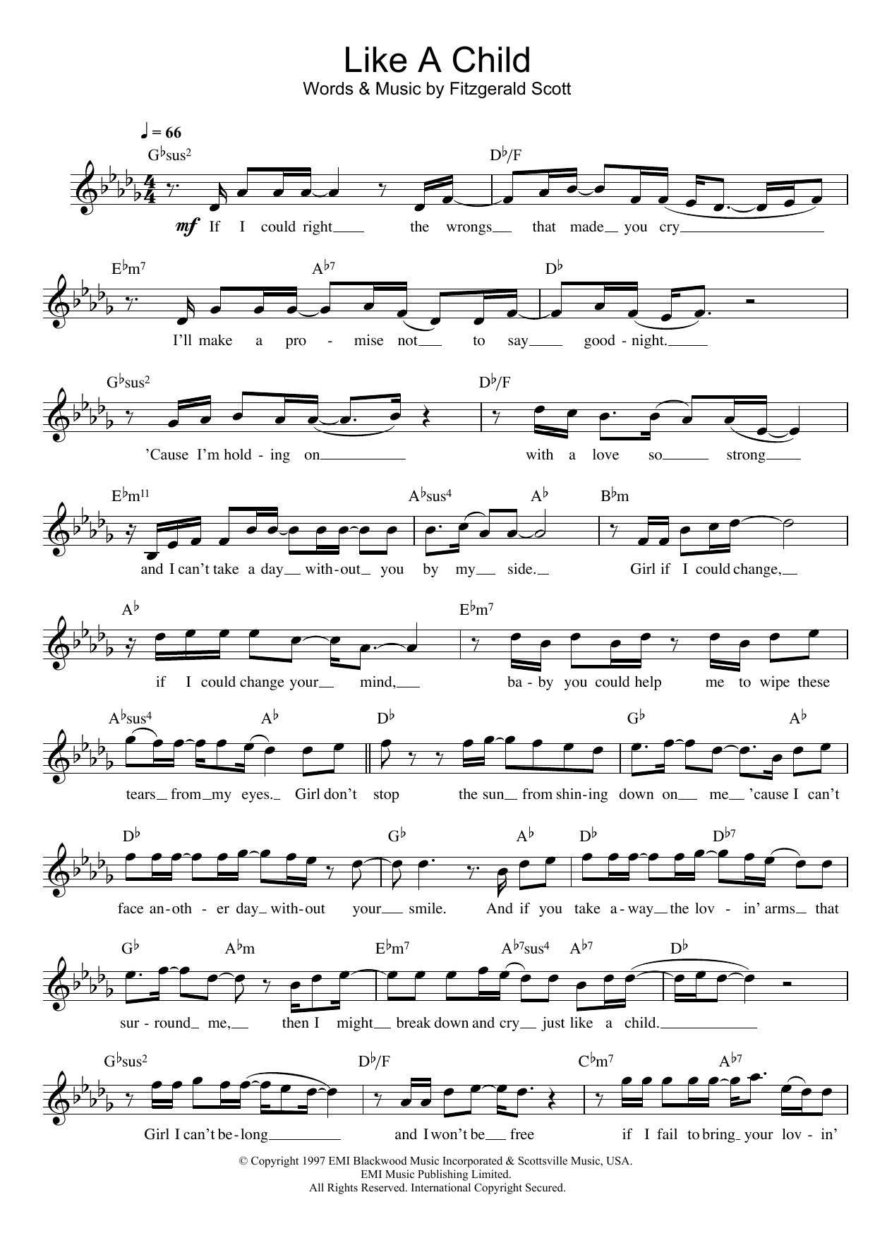 Download Fitzgerald Scott Like A Child Sheet Music and learn how to play Lead Sheet / Fake Book PDF digital score in minutes