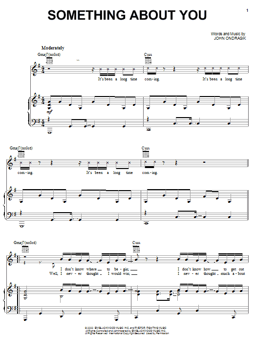 Download Five For Fighting Something About You Sheet Music and learn how to play Piano, Vocal & Guitar (Right-Hand Melody) PDF digital score in minutes