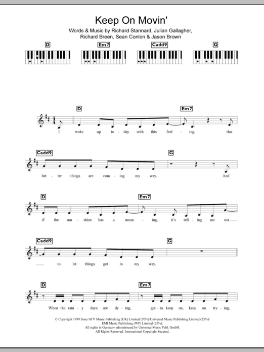 Download Five Keep On Movin' Sheet Music and learn how to play Lyrics & Chords PDF digital score in minutes