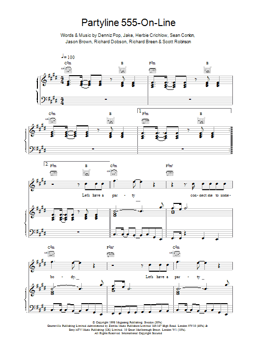 Download Five Partyline 555 On Line Sheet Music and learn how to play Piano, Vocal & Guitar PDF digital score in minutes