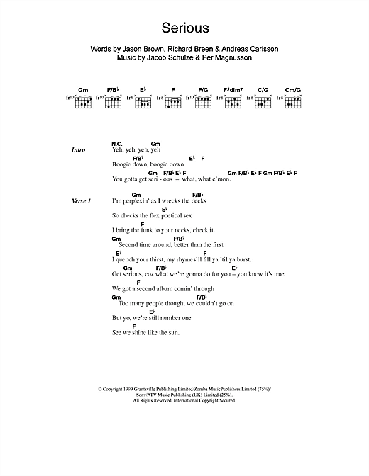 Download Five Serious Sheet Music and learn how to play Lyrics & Chords PDF digital score in minutes