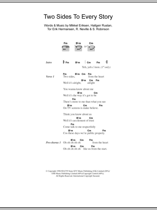 Download Five Two Sides To Every Story Sheet Music and learn how to play Lyrics & Chords PDF digital score in minutes