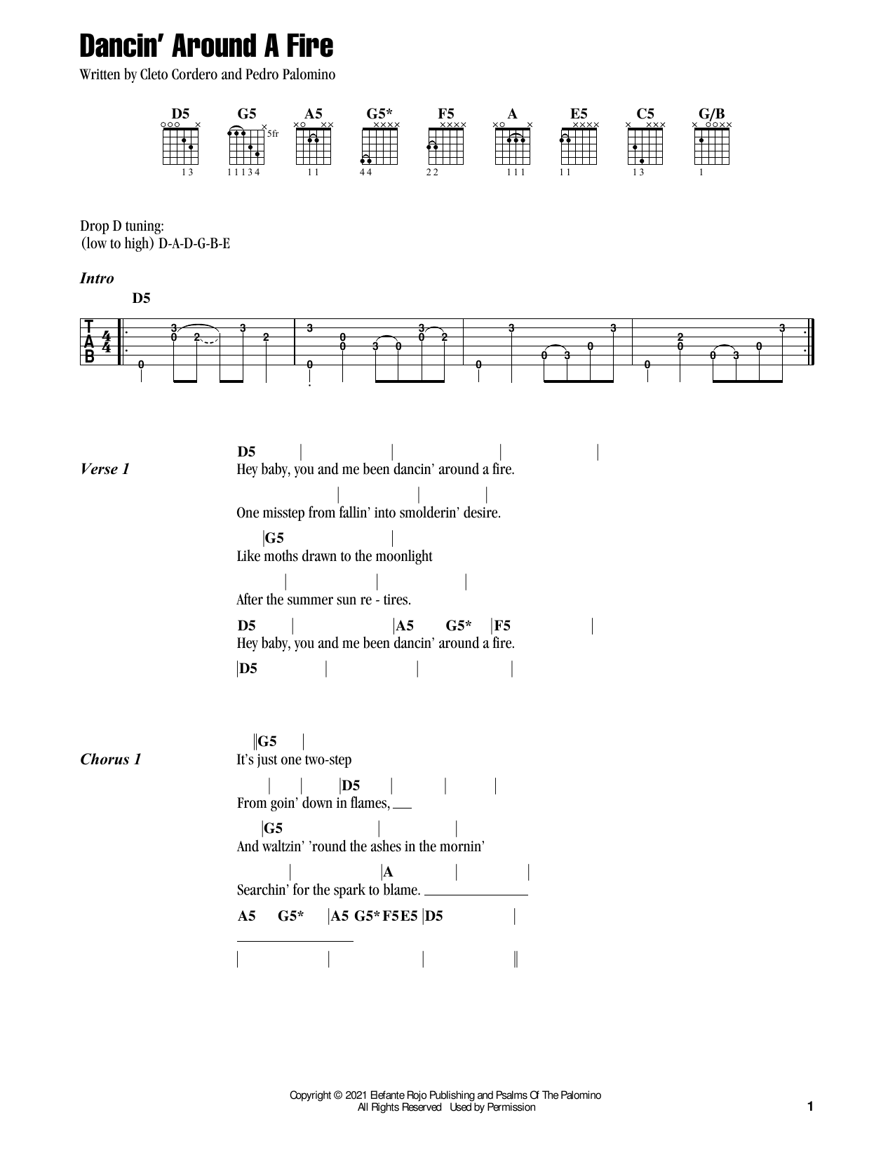 Download Flatland Cavalry Dancin' Around A Fire Sheet Music and learn how to play Guitar Chords/Lyrics PDF digital score in minutes