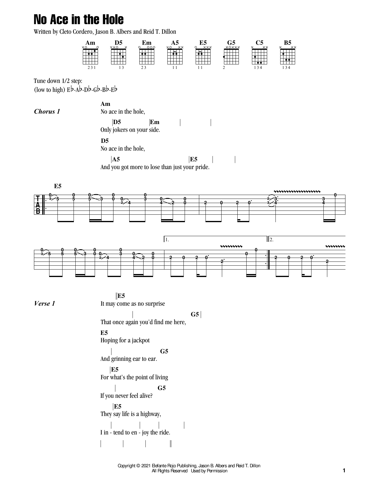 Download Flatland Cavalry No Ace In The Hole Sheet Music and learn how to play Guitar Chords/Lyrics PDF digital score in minutes