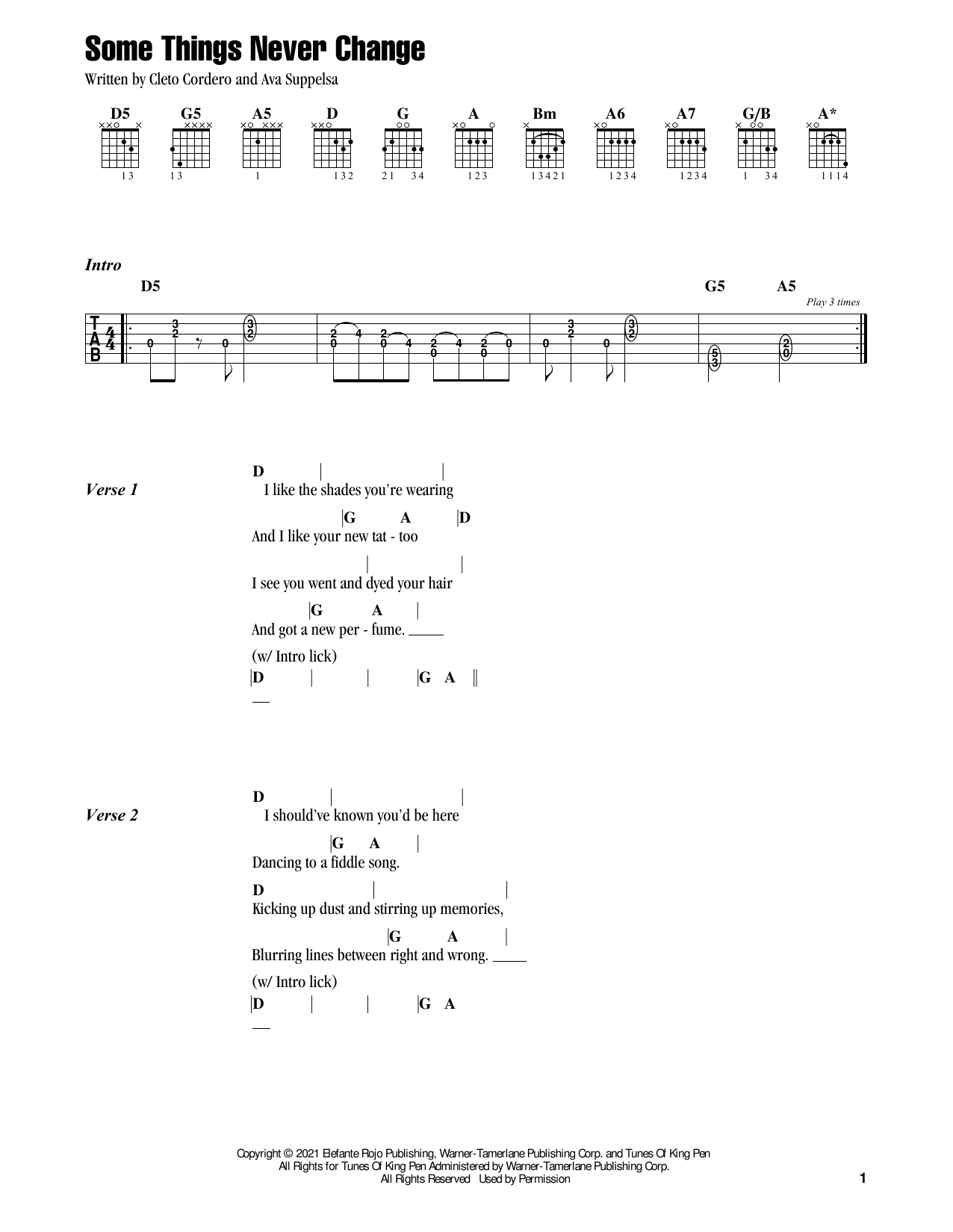 Download Flatland Cavalry Some Things Never Change Sheet Music and learn how to play Guitar Chords/Lyrics PDF digital score in minutes