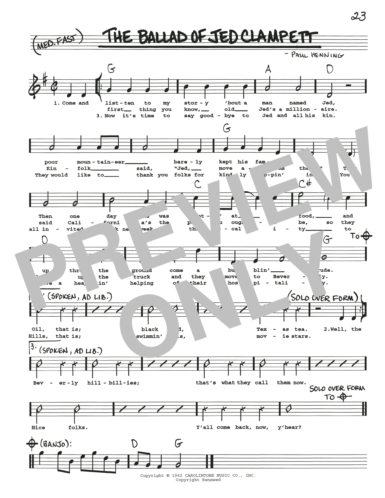 Download Flatt & Scruggs Ballad Of Jed Clampett Sheet Music and learn how to play Real Book – Melody, Lyrics & Chords PDF digital score in minutes