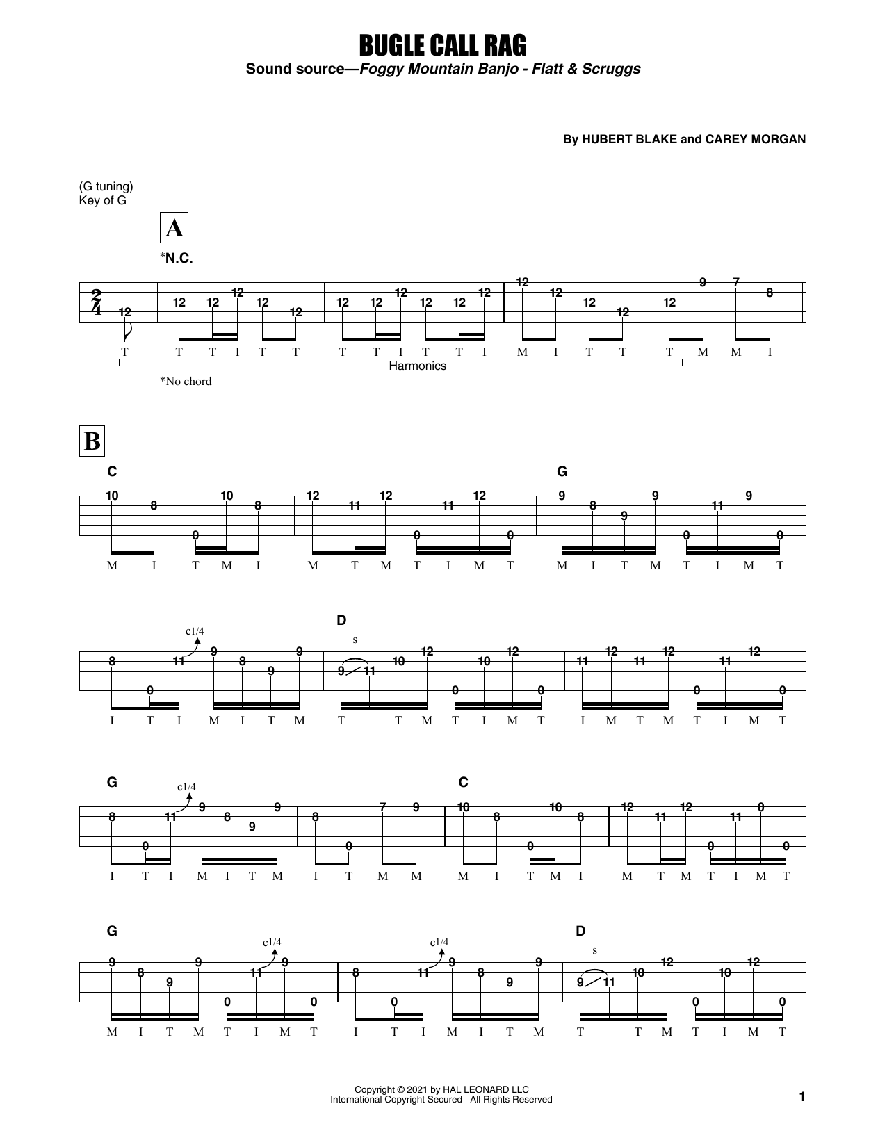 Download Flatt & Scruggs Bugle Call Rag Sheet Music and learn how to play Banjo Tab PDF digital score in minutes