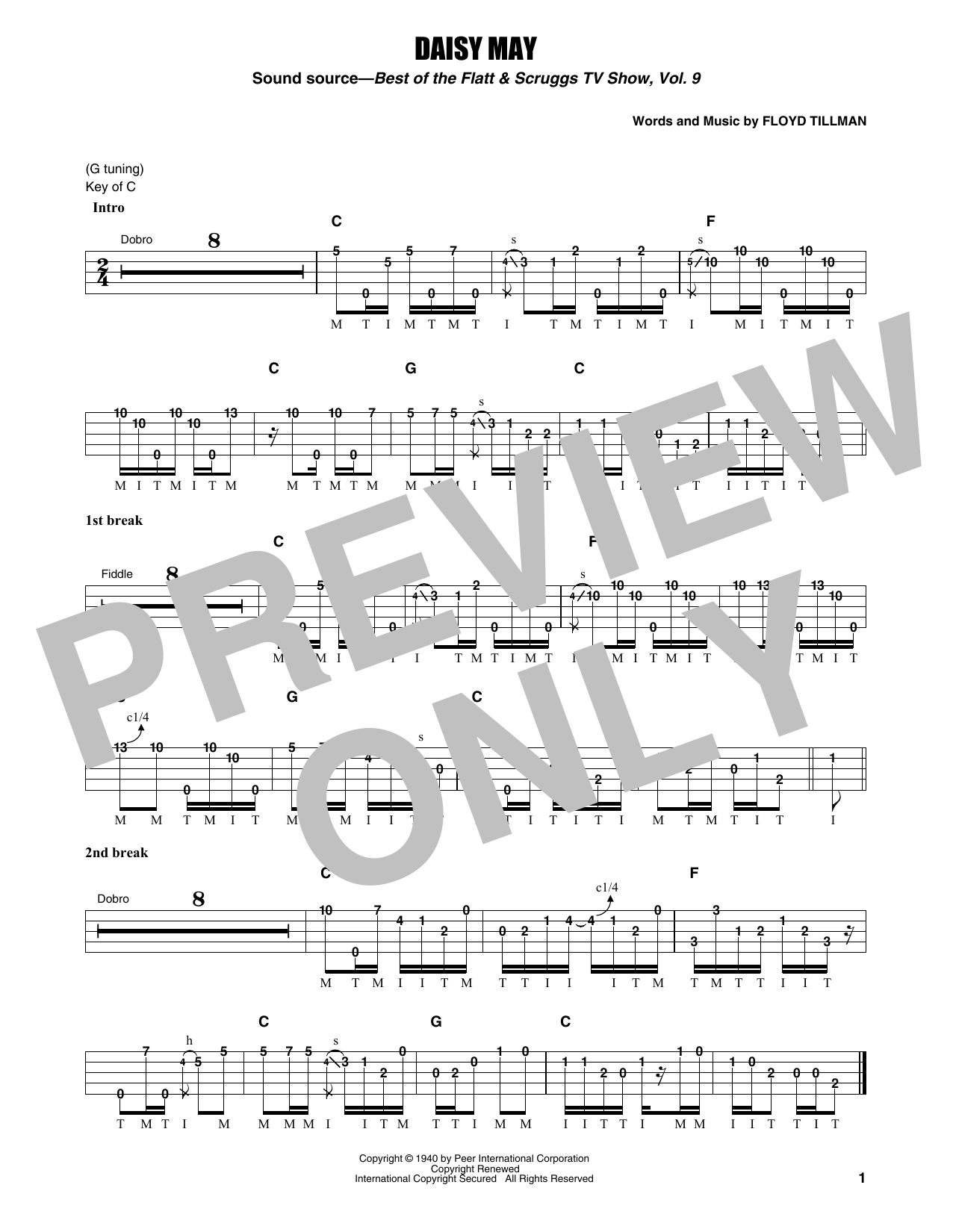 Download Flatt & Scruggs Daisy May Sheet Music and learn how to play Banjo Tab PDF digital score in minutes