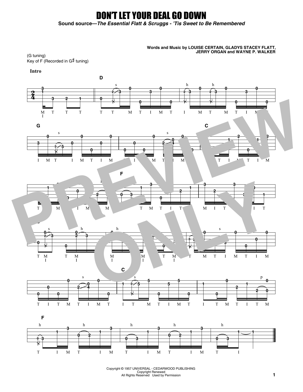 Download Flatt & Scruggs Don't Let Your Deal Go Down Sheet Music and learn how to play Banjo Tab PDF digital score in minutes