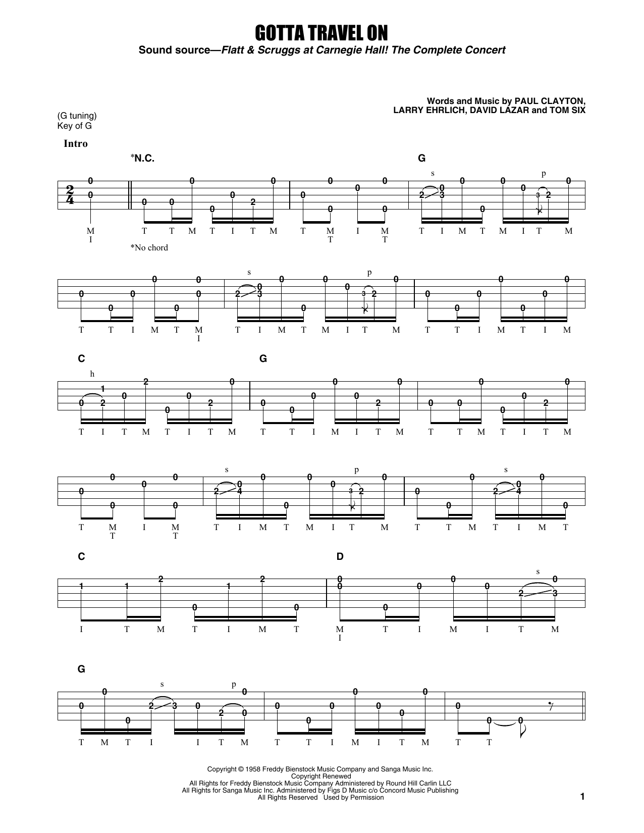 Download Flatt & Scruggs Gotta Travel On Sheet Music and learn how to play Banjo Tab PDF digital score in minutes