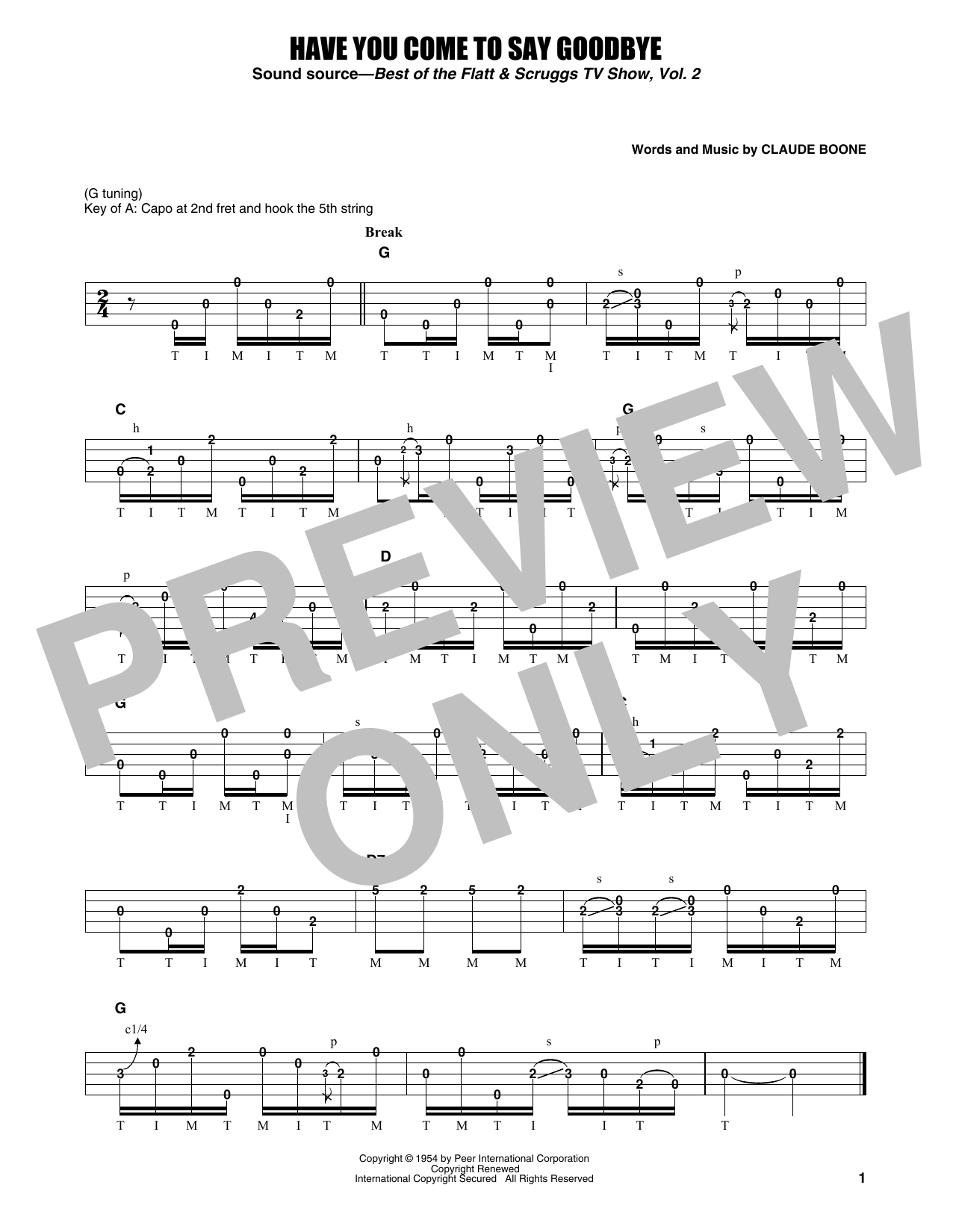 Download Flatt & Scruggs Have You Come To Say Goodbye Sheet Music and learn how to play Banjo Tab PDF digital score in minutes