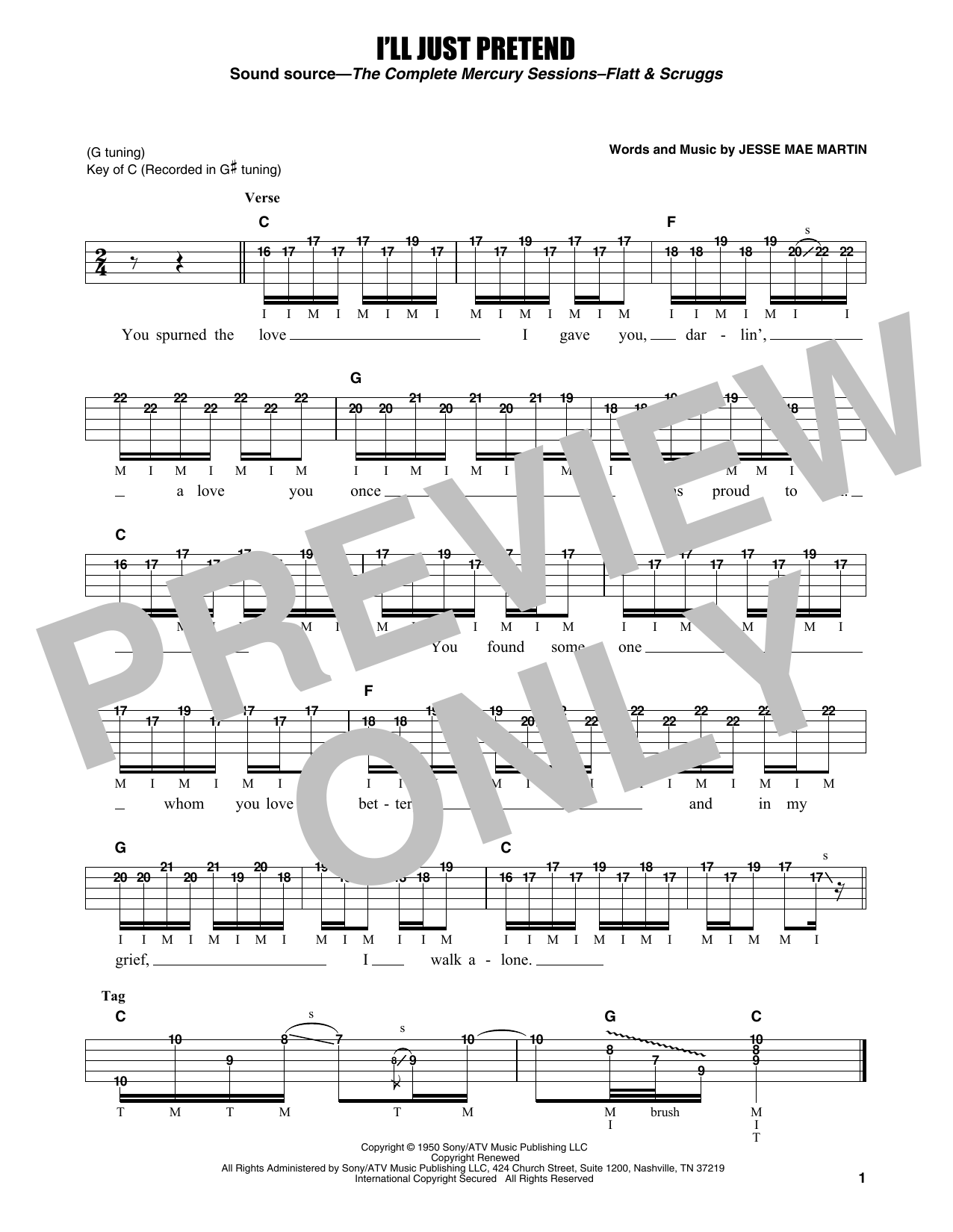 Download Flatt & Scruggs I'll Just Pretend Sheet Music and learn how to play Banjo Tab PDF digital score in minutes