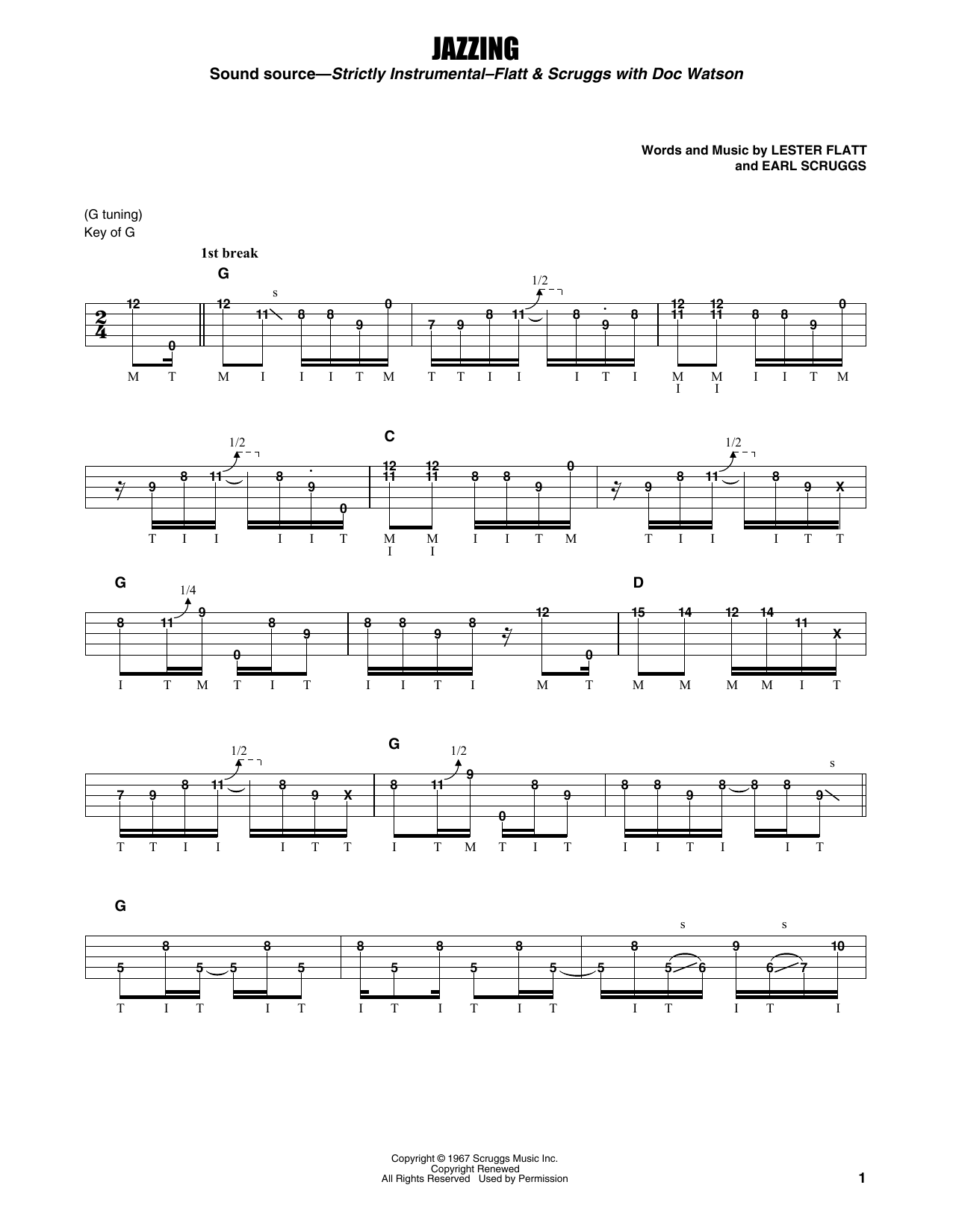 Download Flatt & Scruggs Jazzing Sheet Music and learn how to play Banjo Tab PDF digital score in minutes
