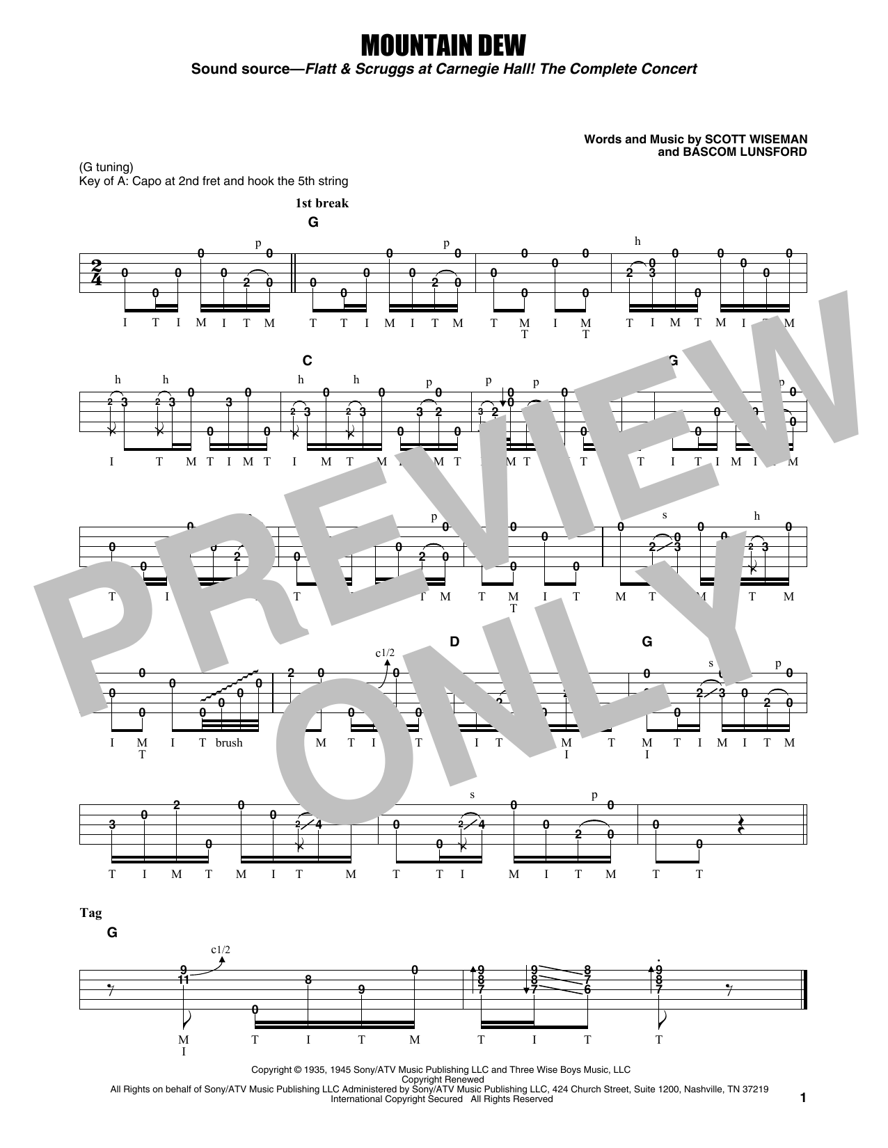 Download Flatt & Scruggs Mountain Dew Sheet Music and learn how to play Banjo Tab PDF digital score in minutes
