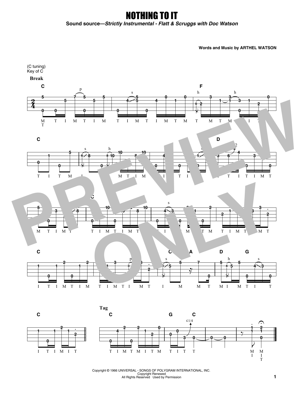 Download Flatt & Scruggs Nothing To It Sheet Music and learn how to play Banjo Tab PDF digital score in minutes