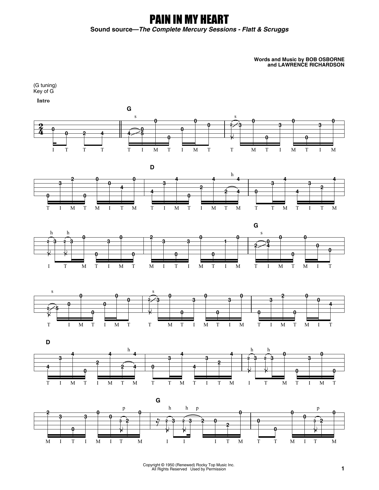 Download Flatt & Scruggs Pain In My Heart Sheet Music and learn how to play Banjo Tab PDF digital score in minutes