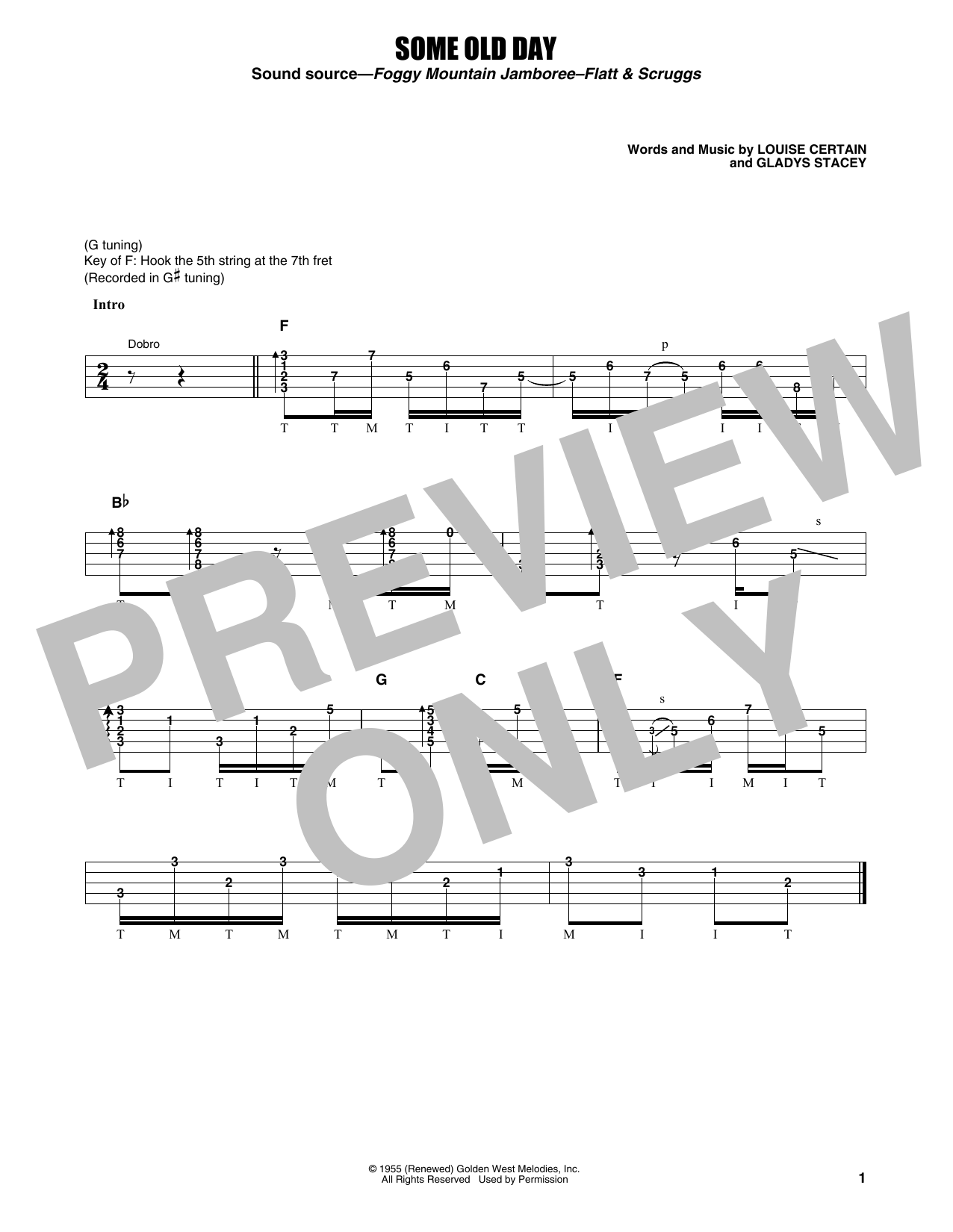Download Flatt & Scruggs Some Old Day Sheet Music and learn how to play Banjo Tab PDF digital score in minutes