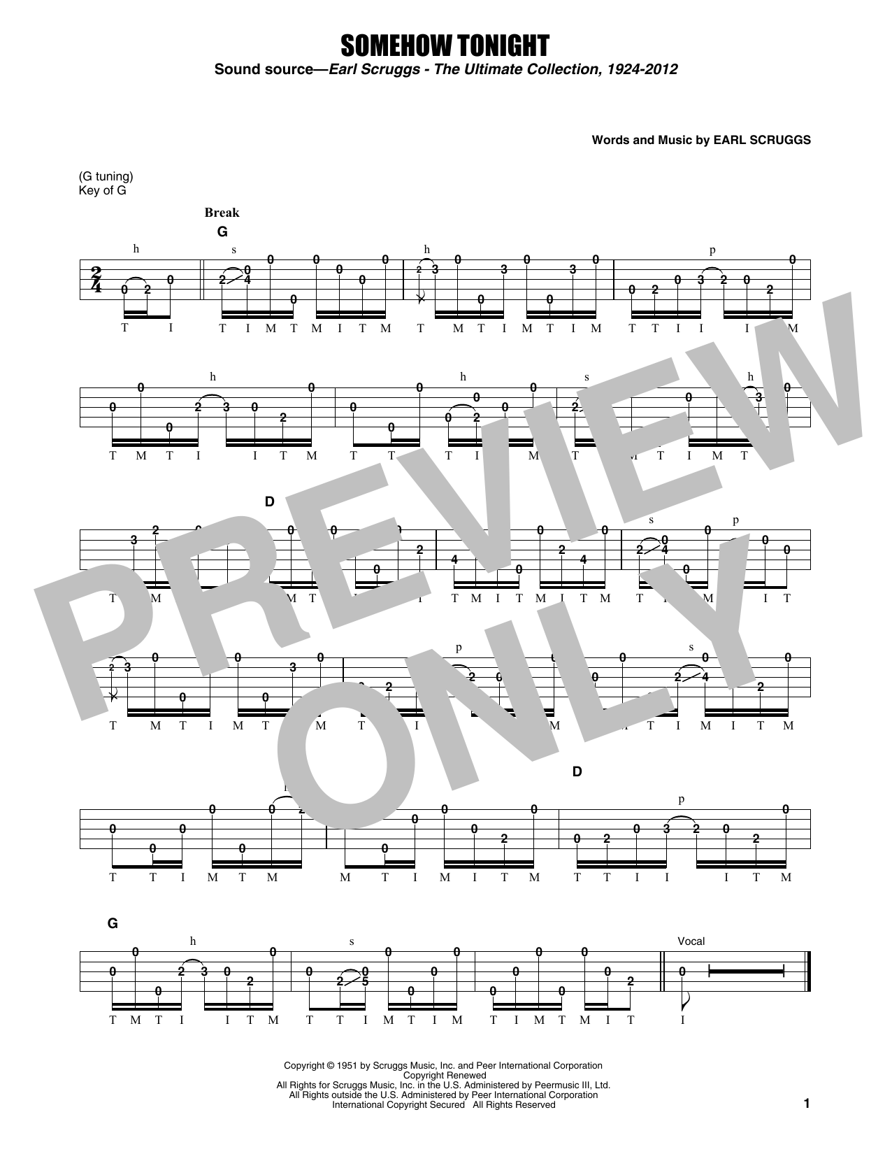 Download Flatt & Scruggs Somehow Tonight Sheet Music and learn how to play Banjo Tab PDF digital score in minutes