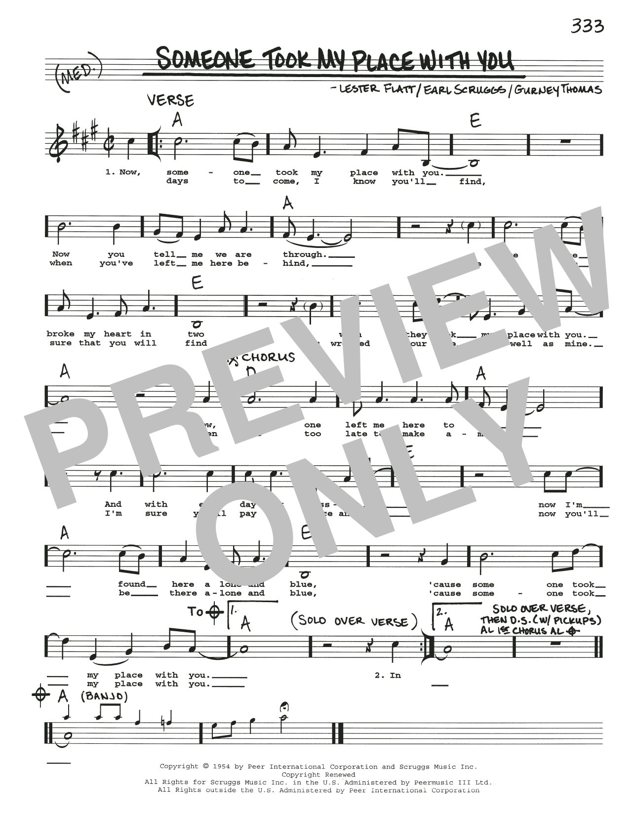 Download Flatt & Scruggs Someone Took My Place With You Sheet Music and learn how to play Real Book – Melody, Lyrics & Chords PDF digital score in minutes