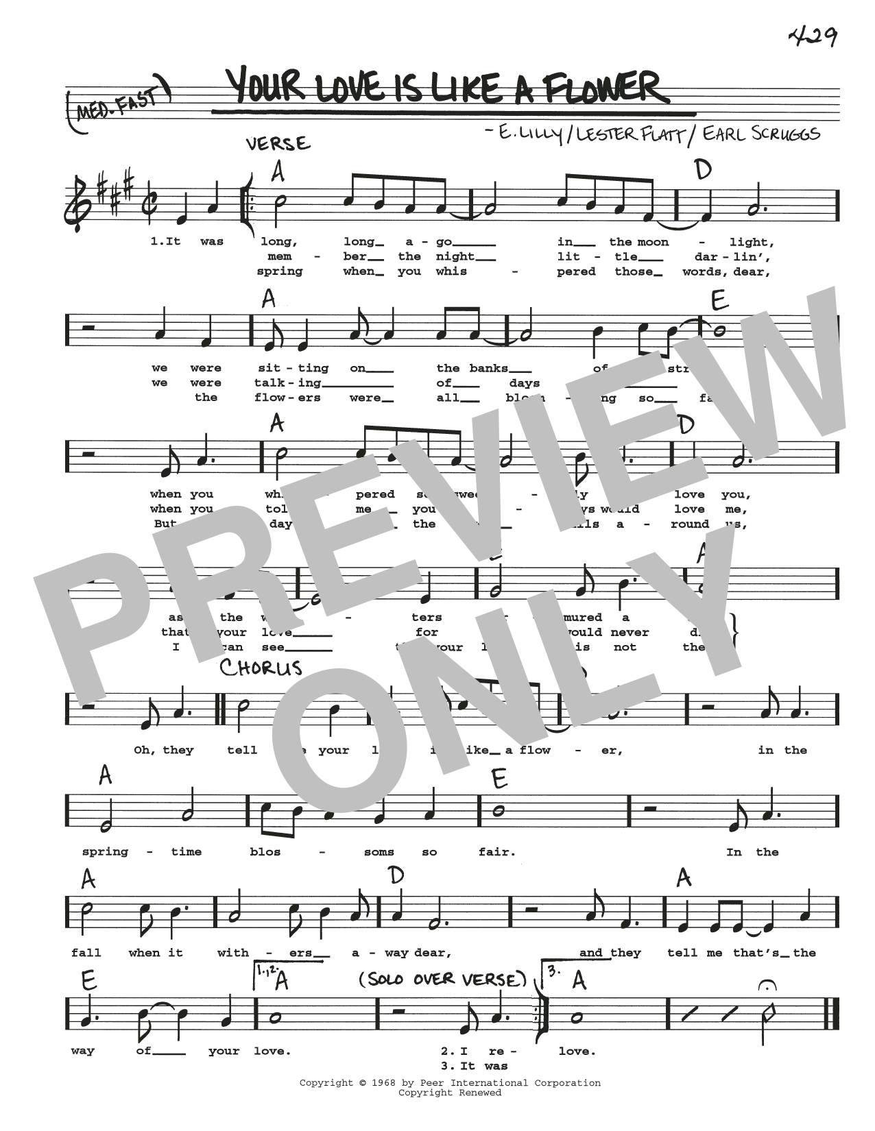 Download Flatt & Scruggs Your Love Is Like A Flower Sheet Music and learn how to play Real Book – Melody, Lyrics & Chords PDF digital score in minutes