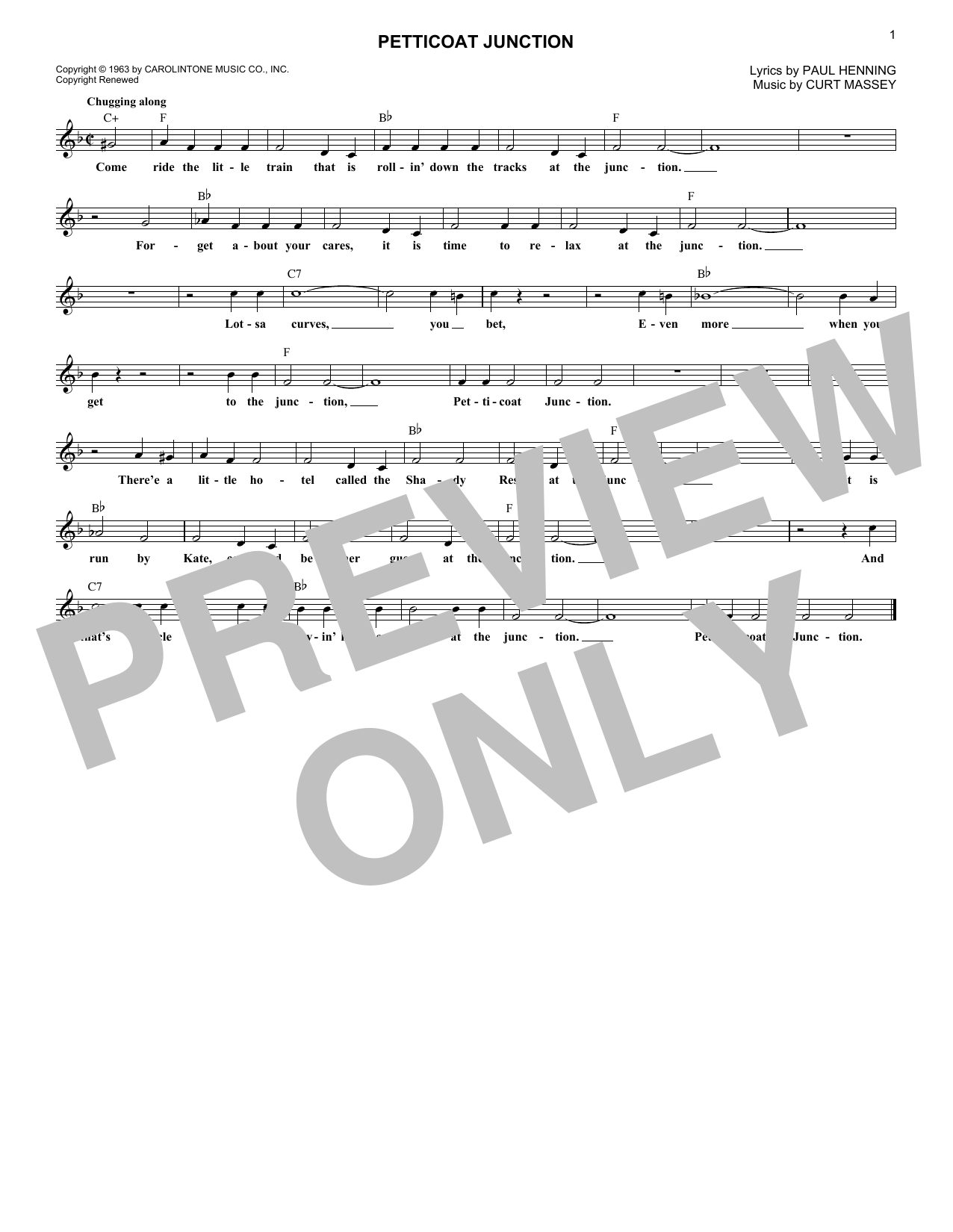 Download Flatt and Scruggs Petticoat Junction Sheet Music and learn how to play Lead Sheet / Fake Book PDF digital score in minutes