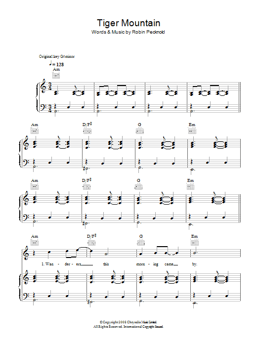 Download Fleet Foxes Tiger Mountain Peasant Song Sheet Music and learn how to play Guitar Lead Sheet PDF digital score in minutes