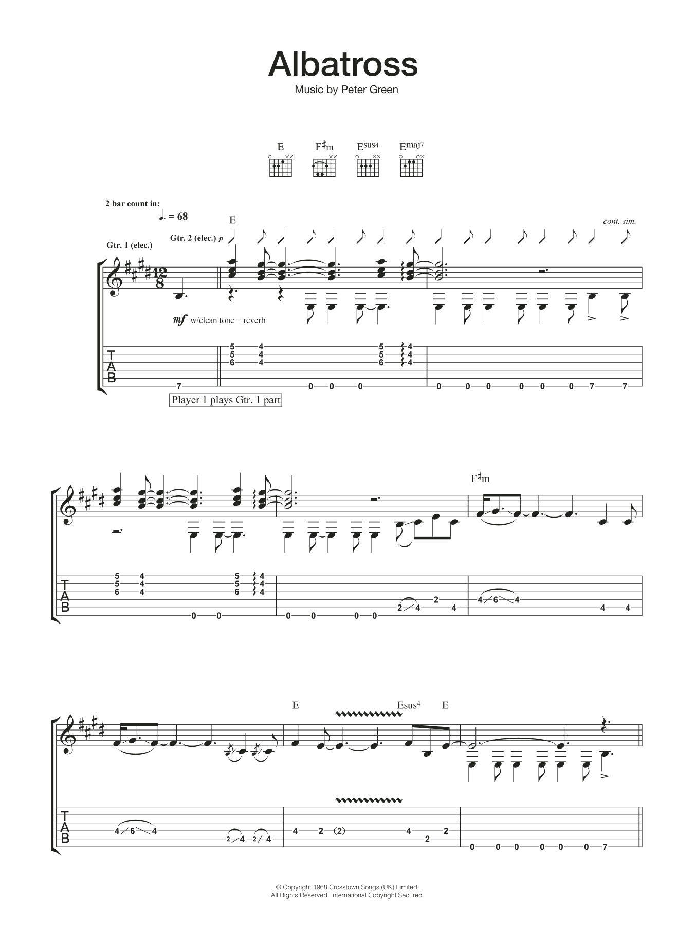 Download Fleetwood Mac Albatross Sheet Music and learn how to play Guitar Tab PDF digital score in minutes