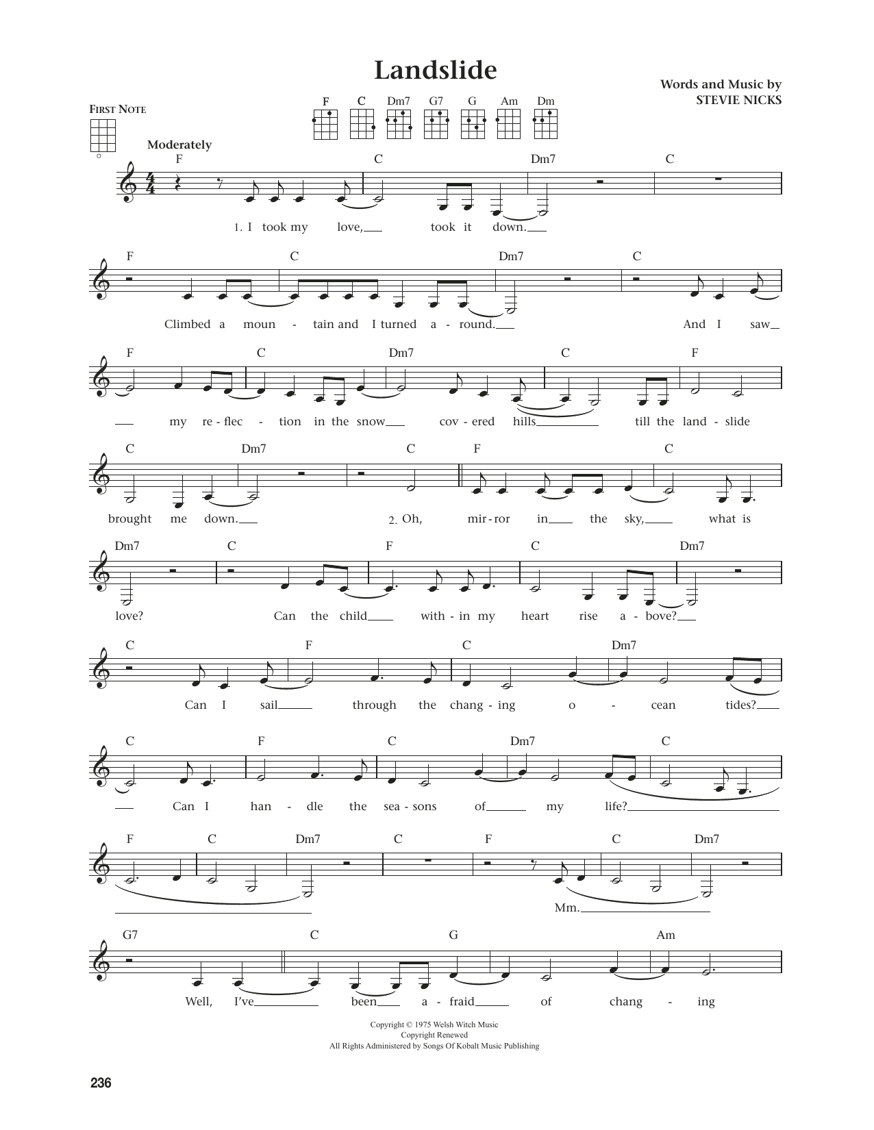 Download Fleetwood Mac Landslide (from The Great Ukulele) (arr. Jim Beloff) Sheet Music and learn how to play Ukulele PDF digital score in minutes