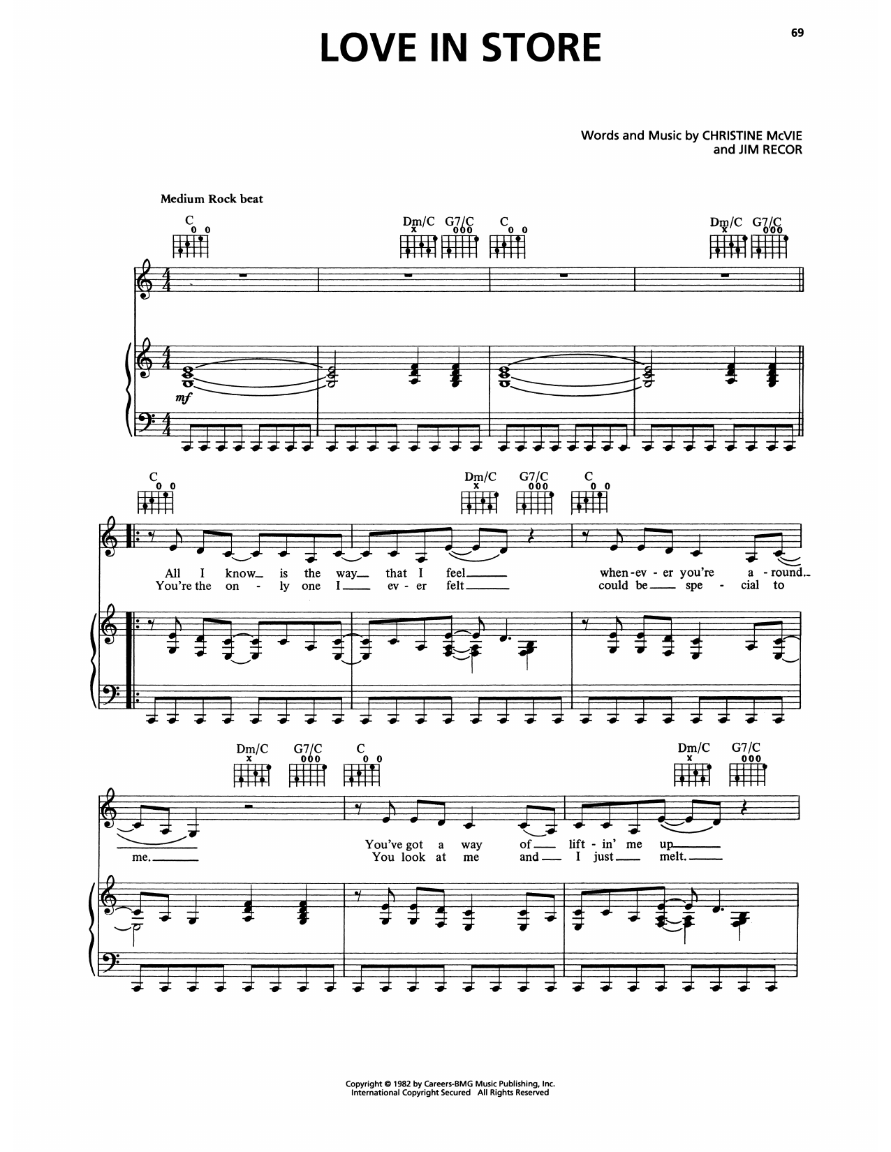 Download Fleetwood Mac Love In Store Sheet Music and learn how to play Piano, Vocal & Guitar Chords (Right-Hand Melody) PDF digital score in minutes