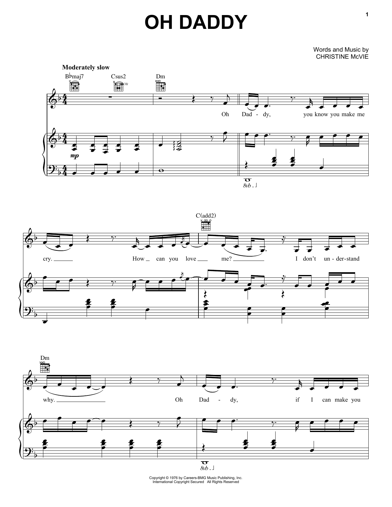 Download Fleetwood Mac Oh Daddy Sheet Music and learn how to play Piano, Vocal & Guitar Chords (Right-Hand Melody) PDF digital score in minutes